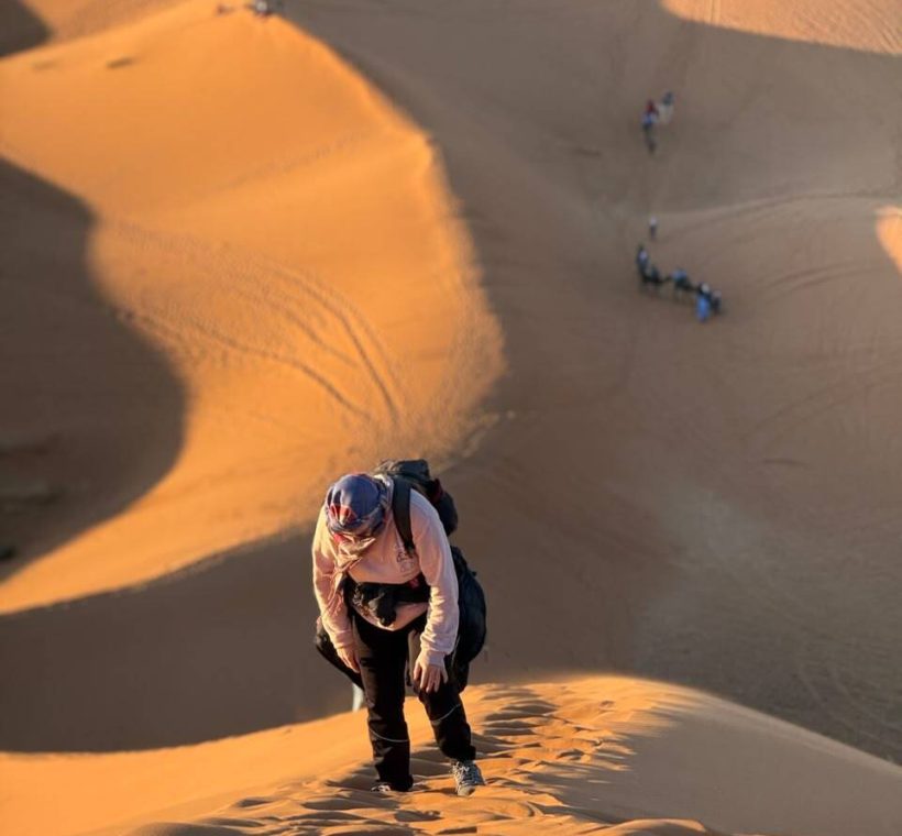 Desert day hiking on the sand dunes